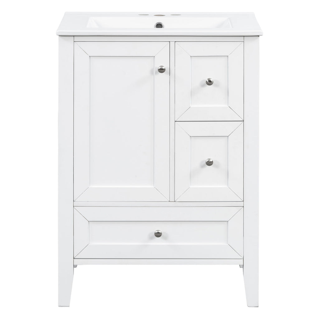 Modern Bathroom Vanity With Sink, Freestanding Cabinet With Drawers And Shelves