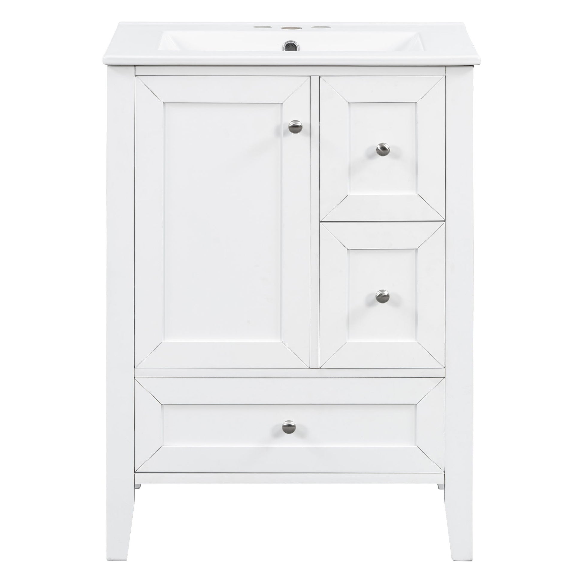 Modern Bathroom Vanity With Sink, Freestanding Cabinet With Drawers And Shelves