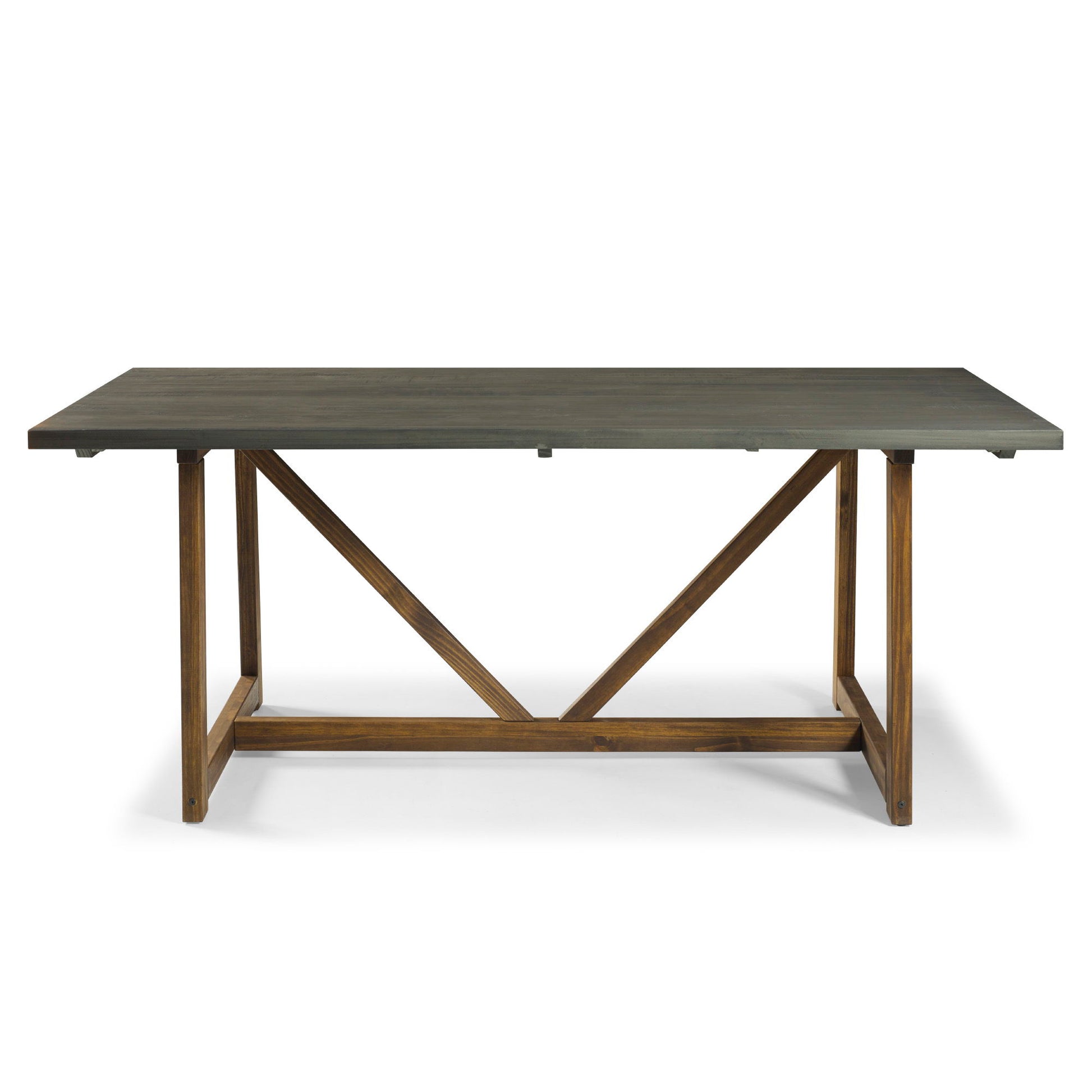 V Frame Trestle Dining Table - Gray / Brown