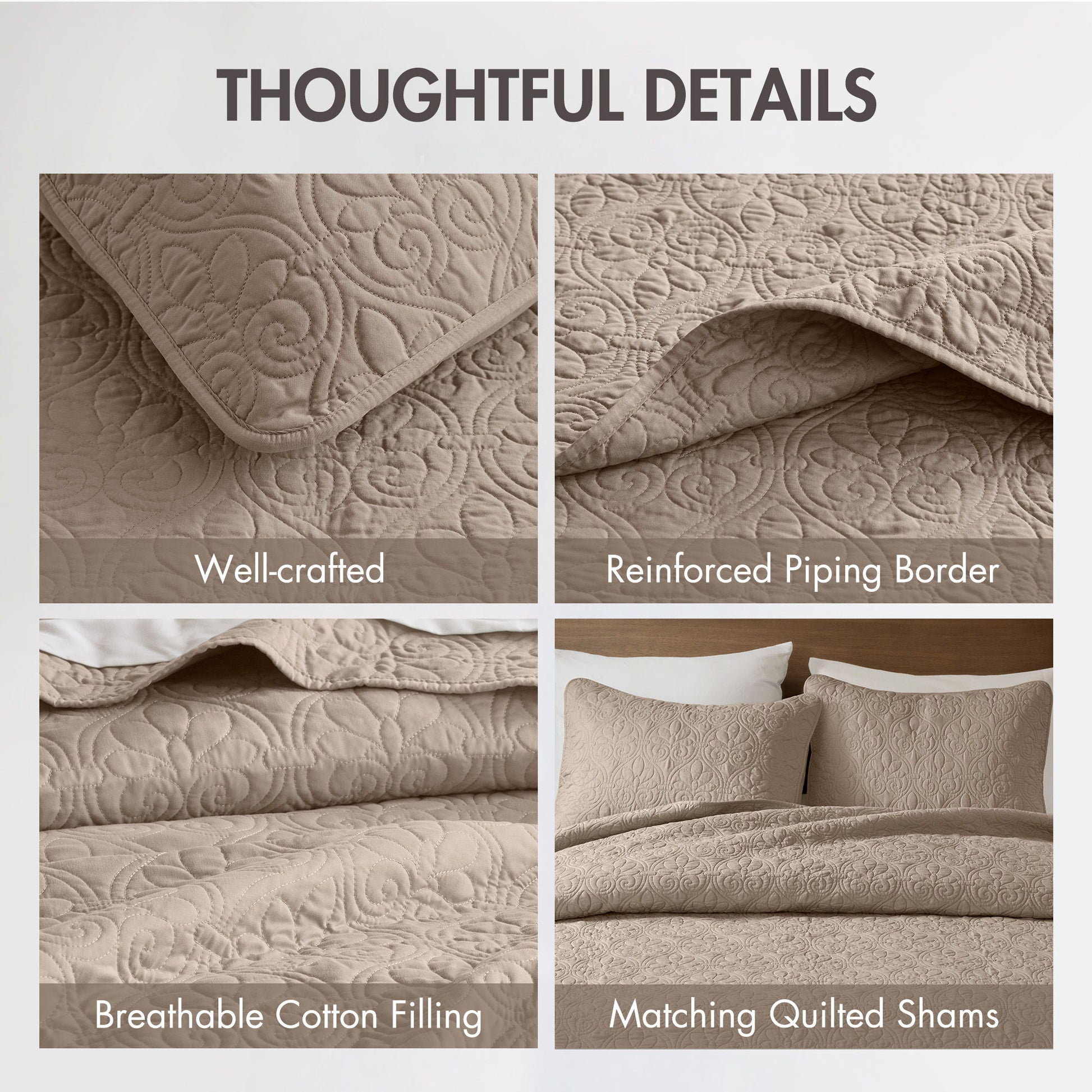 Quebec - King Reversible Bedspread Set - Neutral