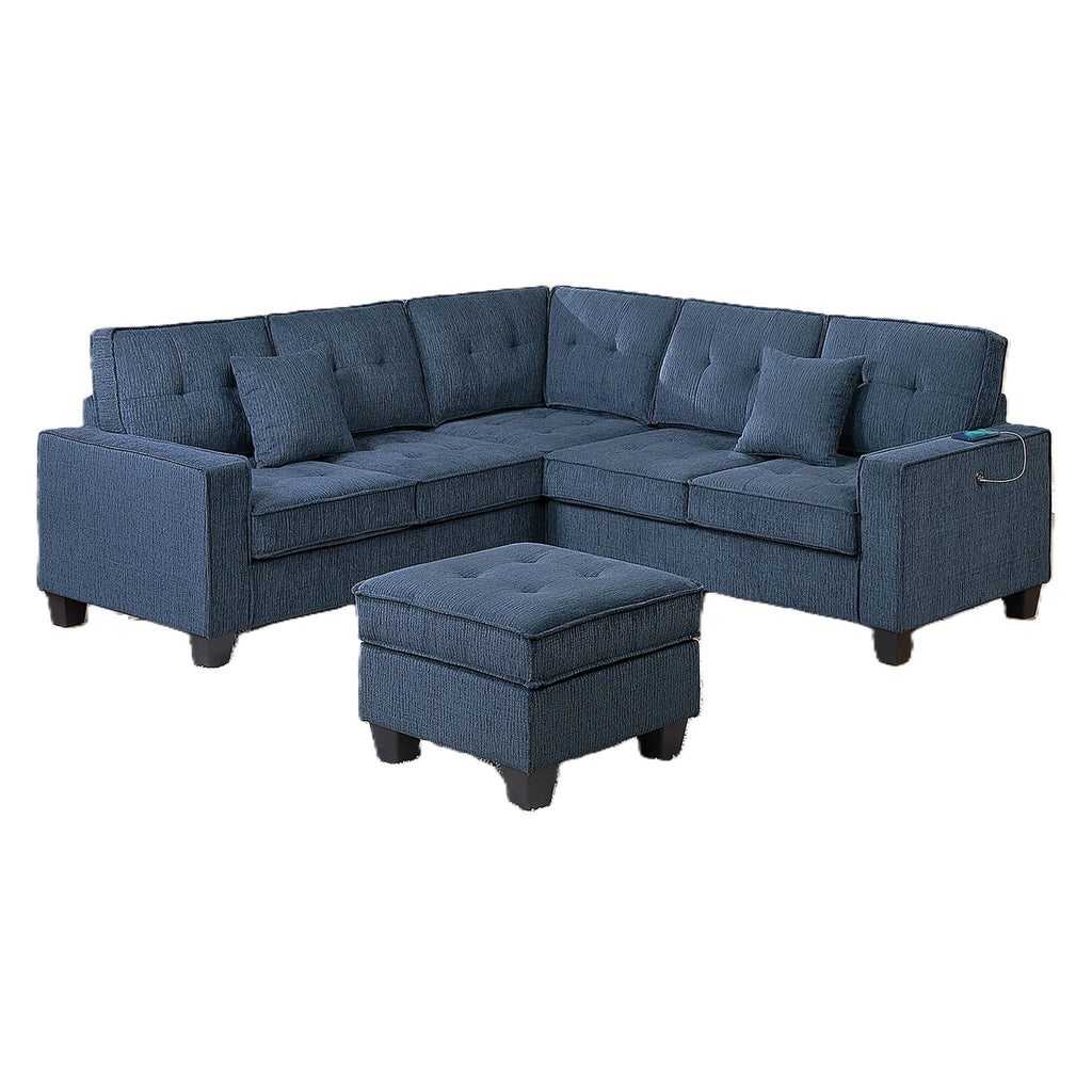 Sectional Set With Corner Wedge Ottoman USB Port