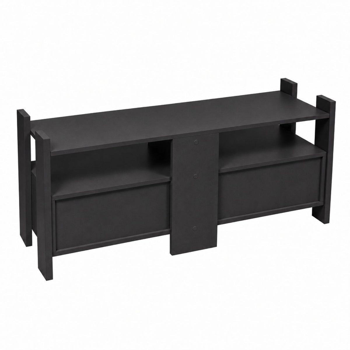 TV Stand For TVs Up To 55" With Open Shelves And 2 Drawers - Carbon Gray
