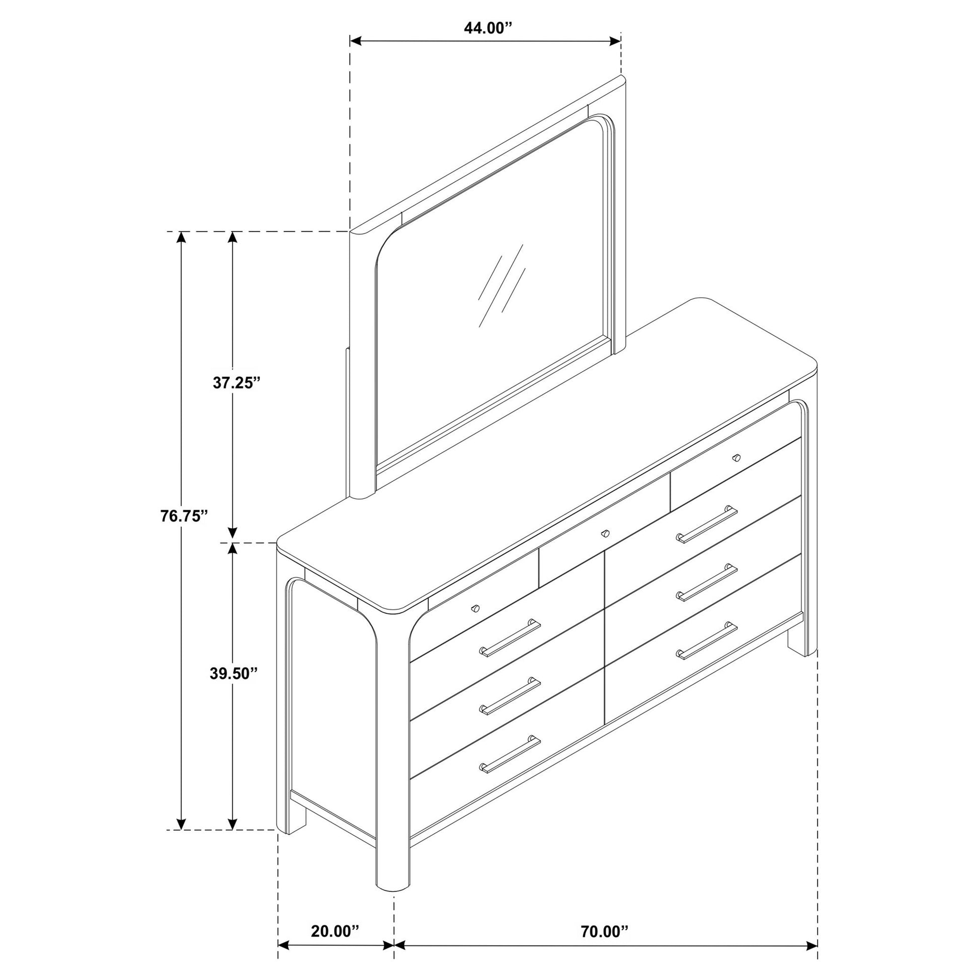 Flores - 9 Drawer Dresser With Mirror - Mango Color