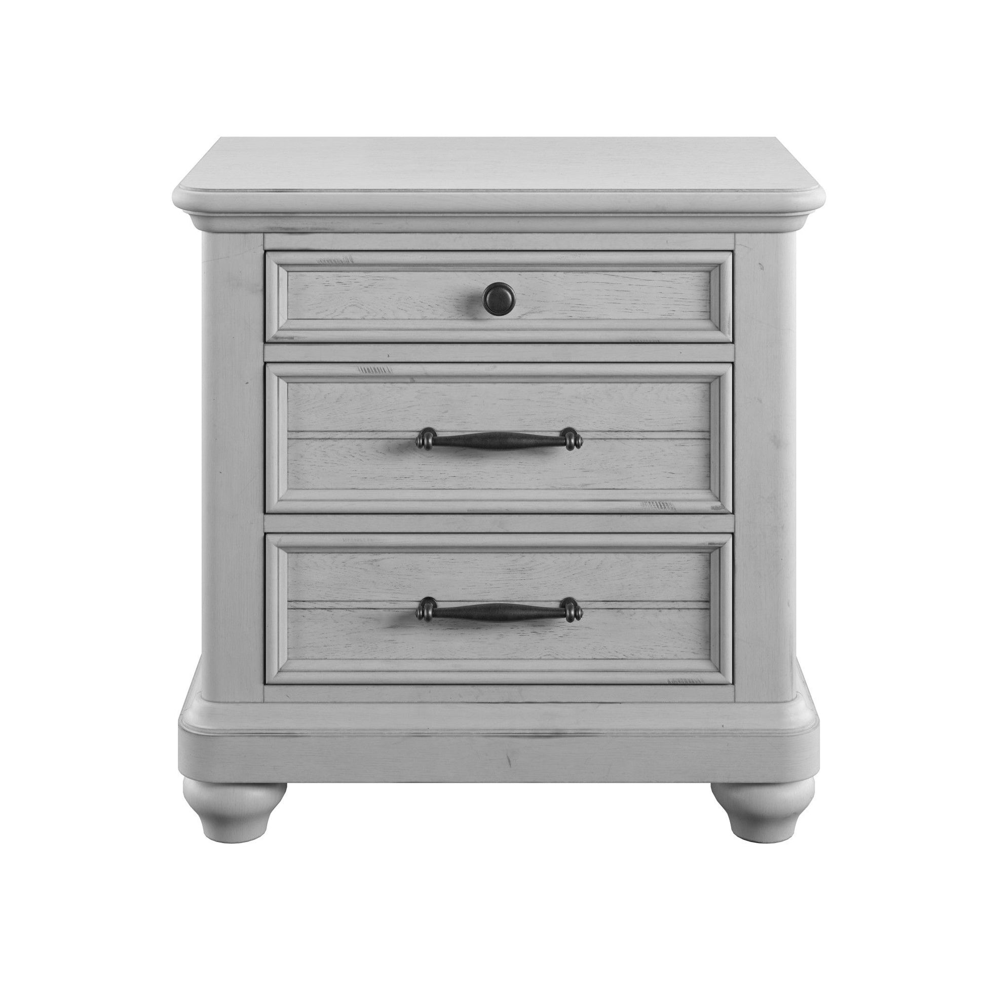 Mariano - 3 Drawer Nightstand With USB - Gray