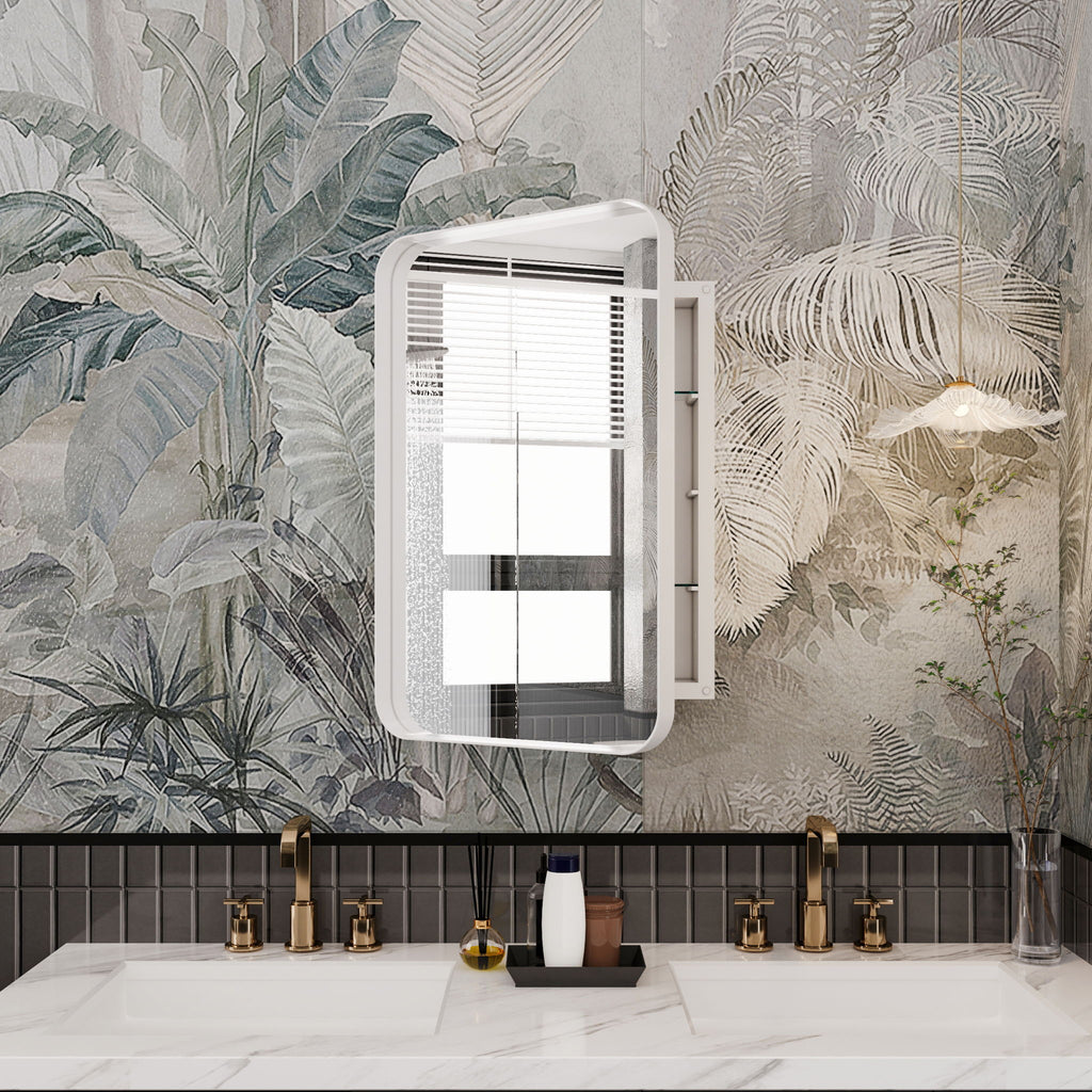 Recessed Metal Framed Medicine Cabinet With Mirror And Adjustable Shelves Wall Mirror With Storage For Bathroom