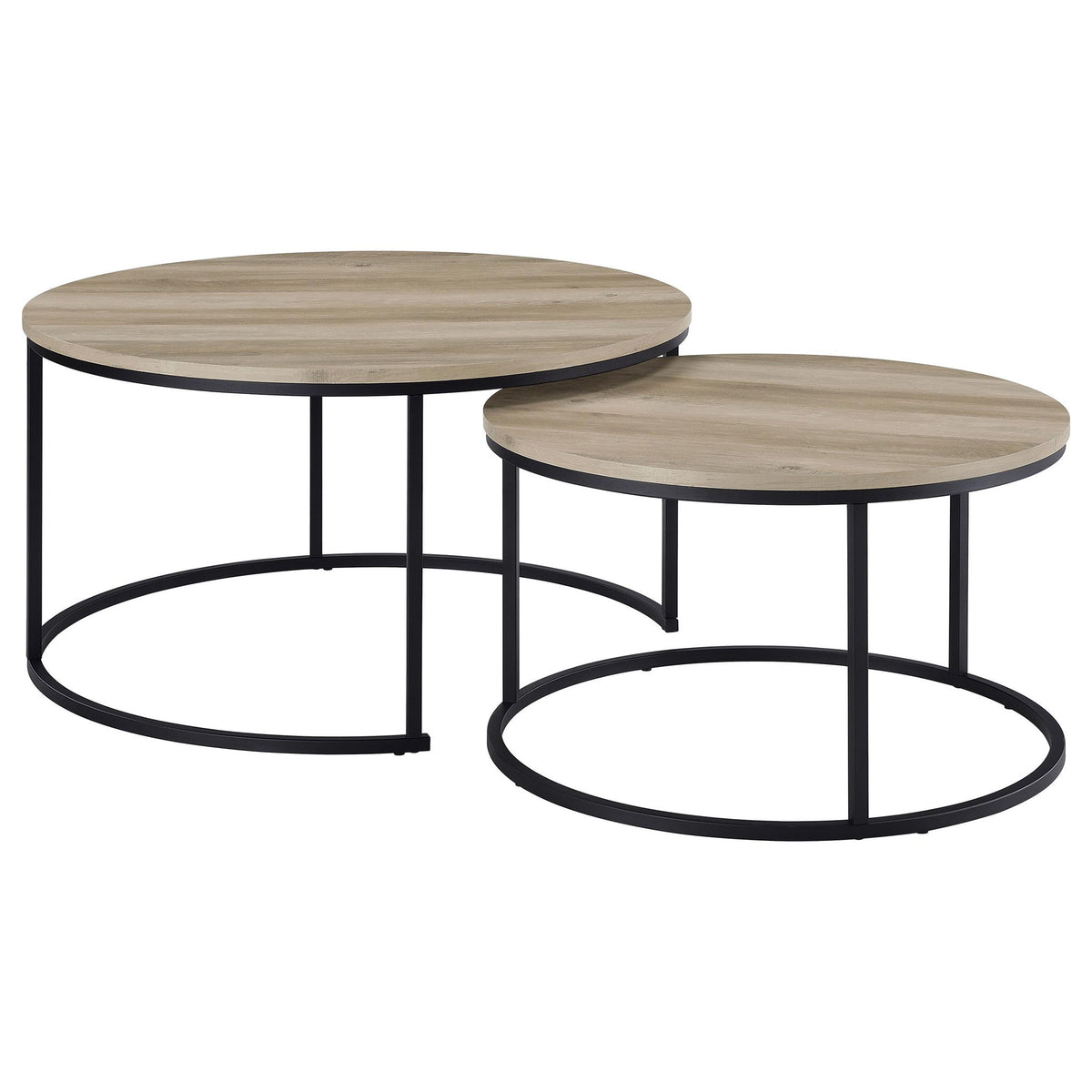Arrize - 2 Piece Round Nesting Coffee Table Set - Pine Wood