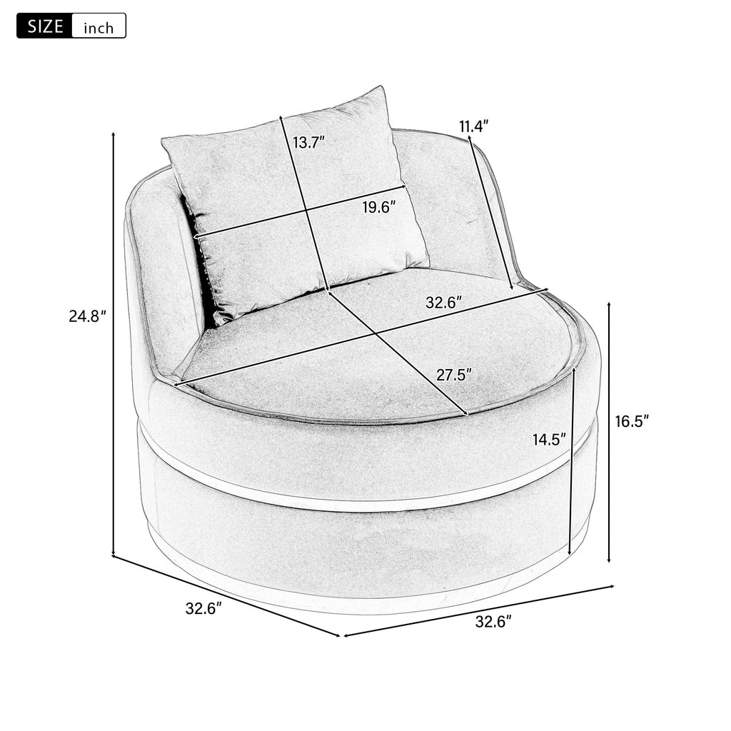 360 Degree Swivel Over Sized Upholstered Barrel Chair