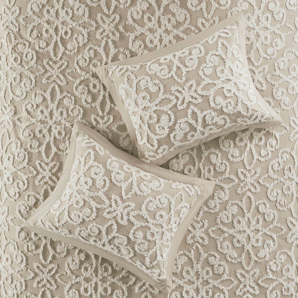 Sabrina - King 3 Piece Tufted Bedspread Set - Taupe