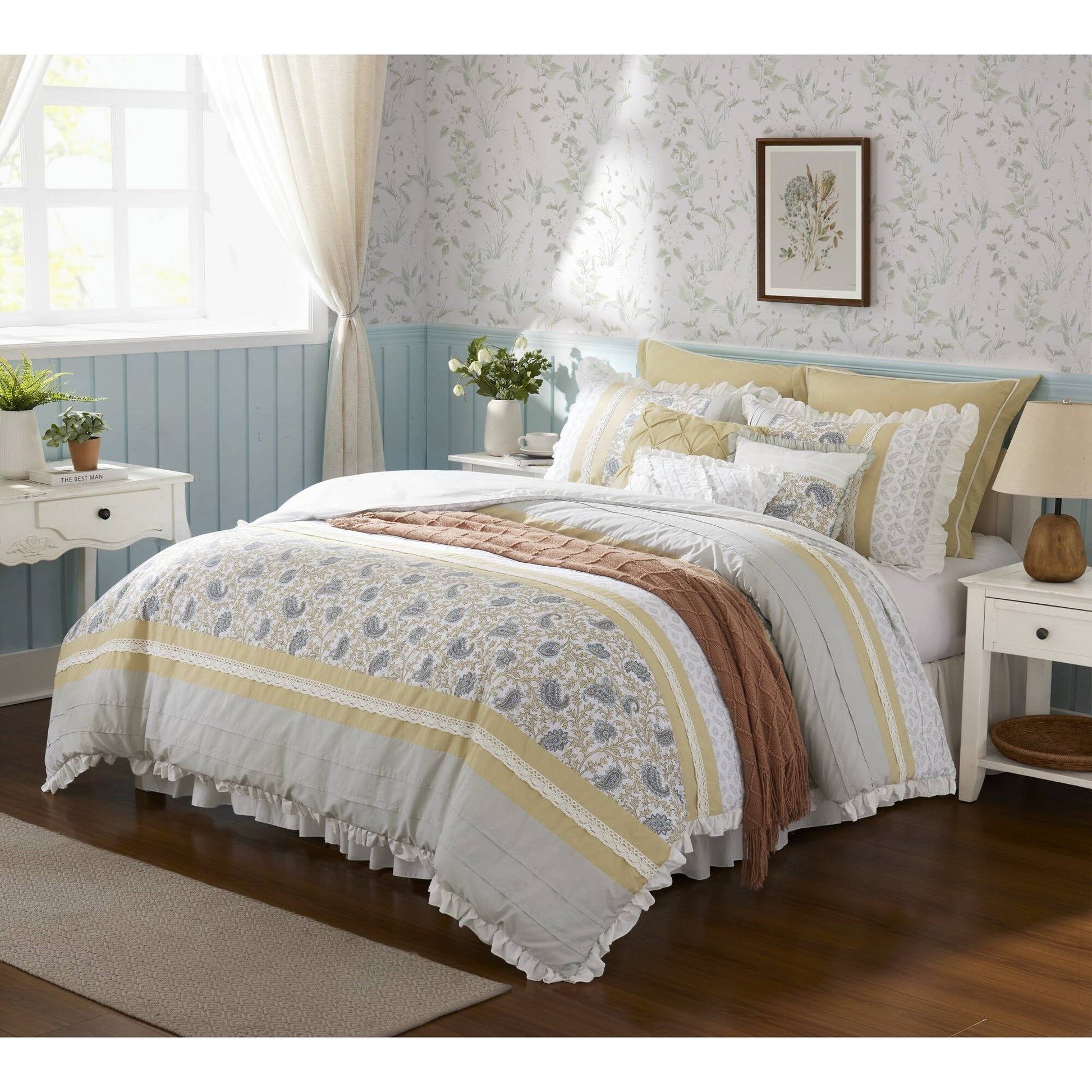 Dawn - King 9 Piece Comforter Set - Yellow