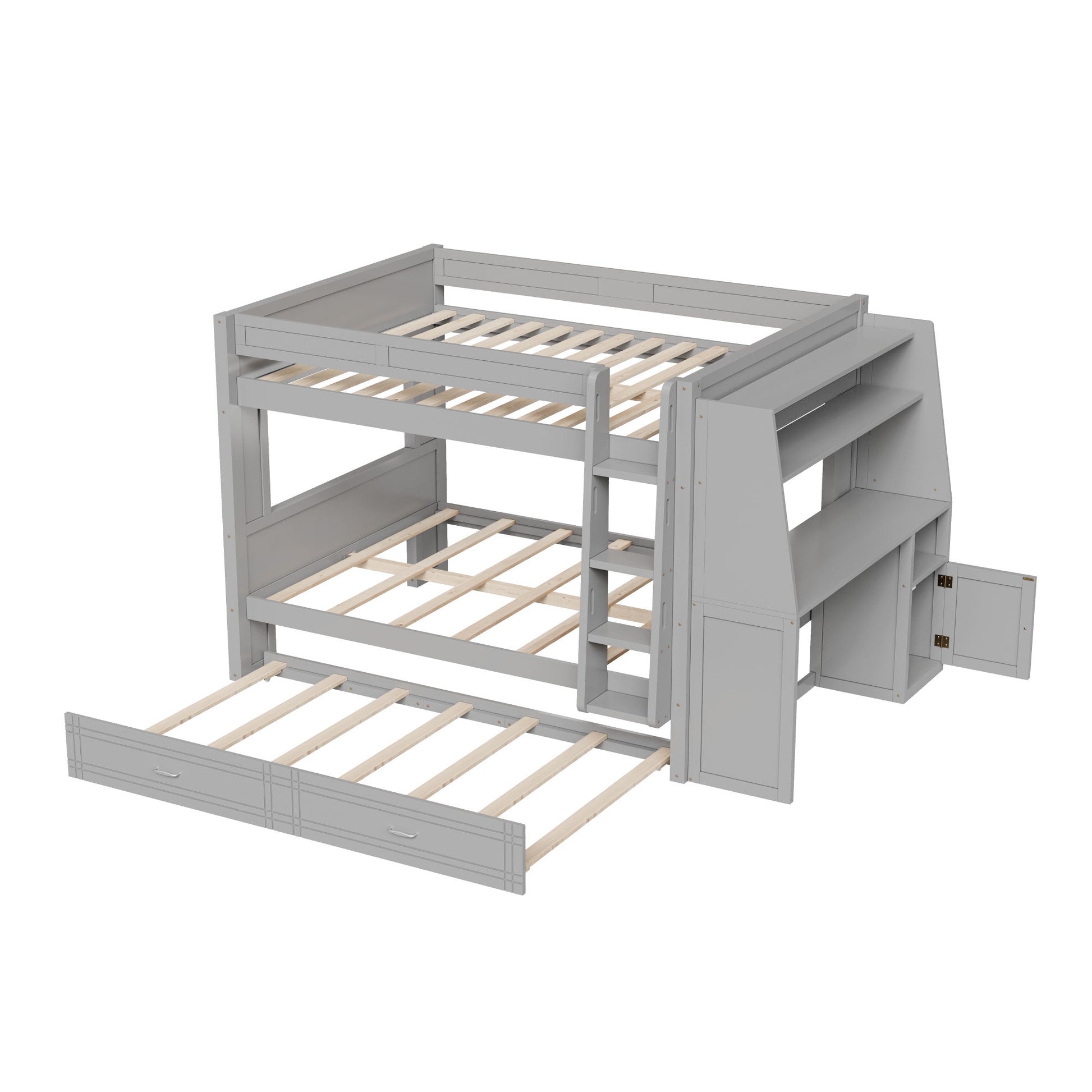 Multifunctional Bunk Bed With Desk, Bookshelves