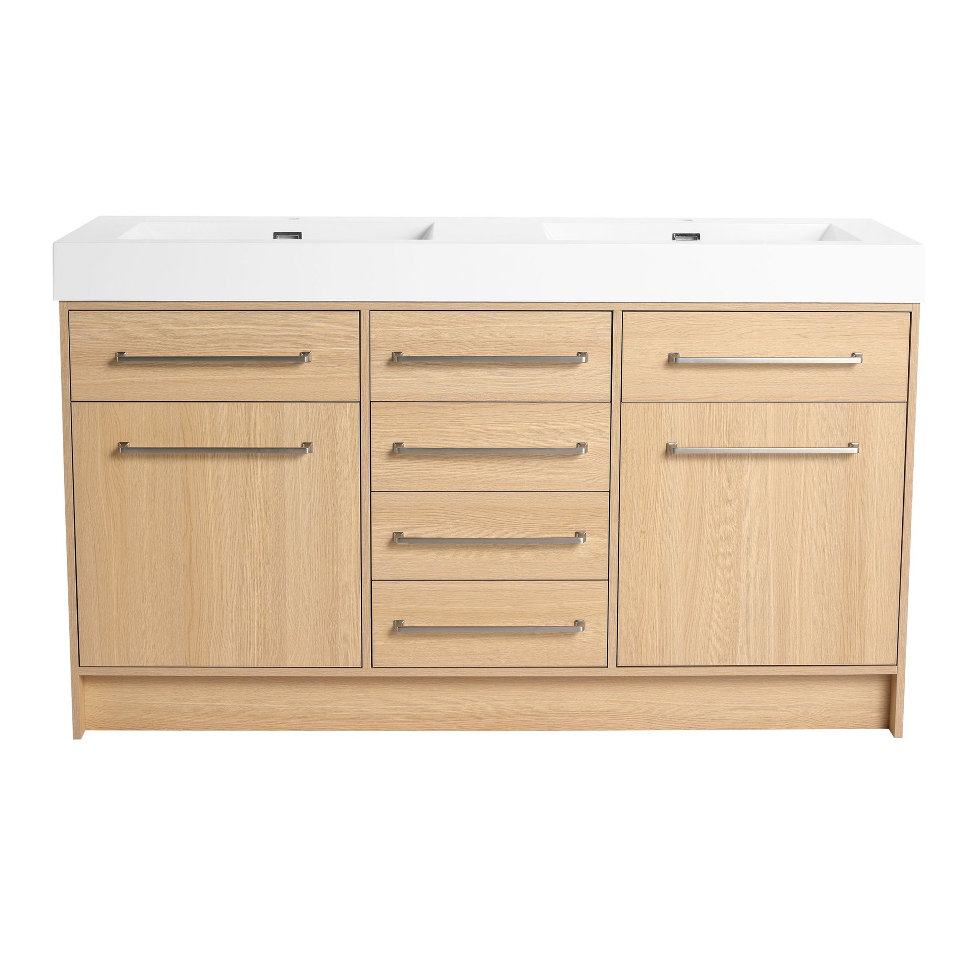 Freestanding Bathroom Vanity With Resin Sink, Soft-Closing Doors And Drawers