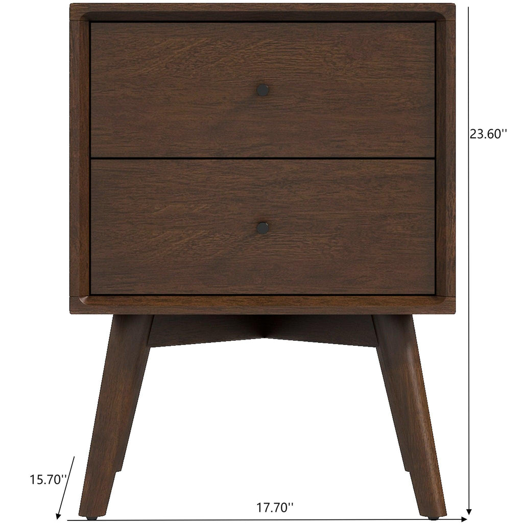 Caroline - Mid-Century Modern Style White Night Stand 2 Drawer