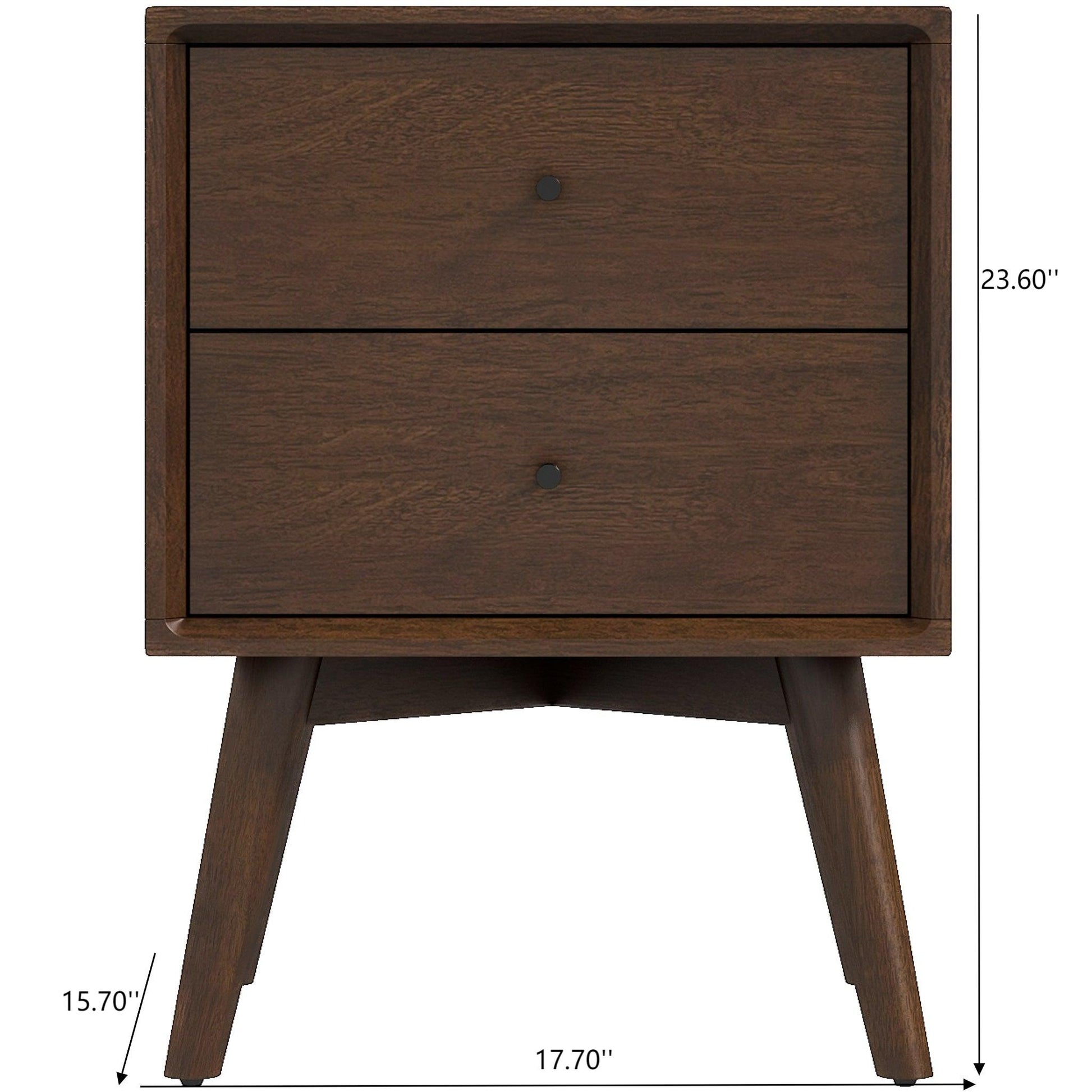 Caroline - Mid-Century Modern Style White Night Stand 2 Drawer