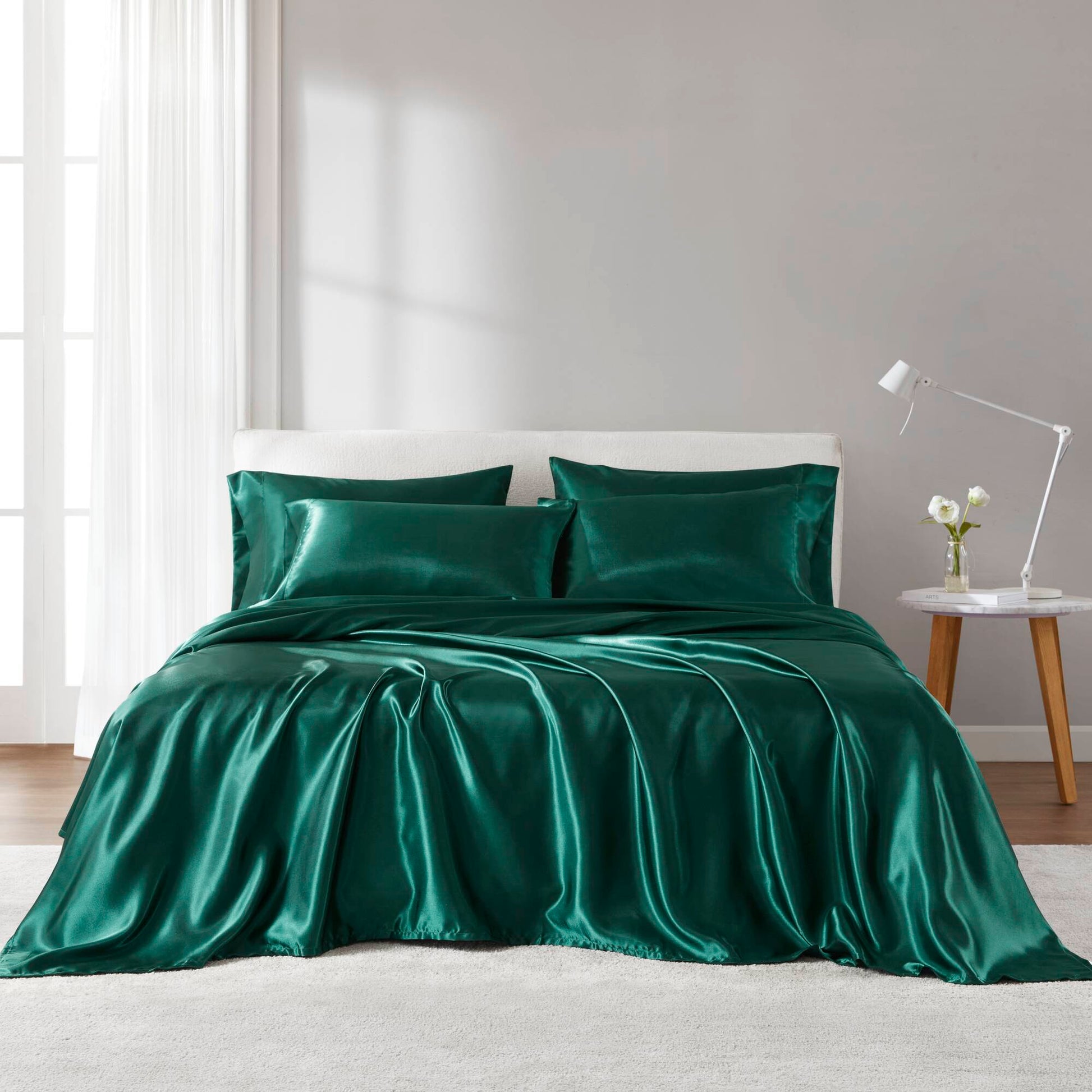 Satin - 6 Piece California King Luxury Sheet Set - Emerald