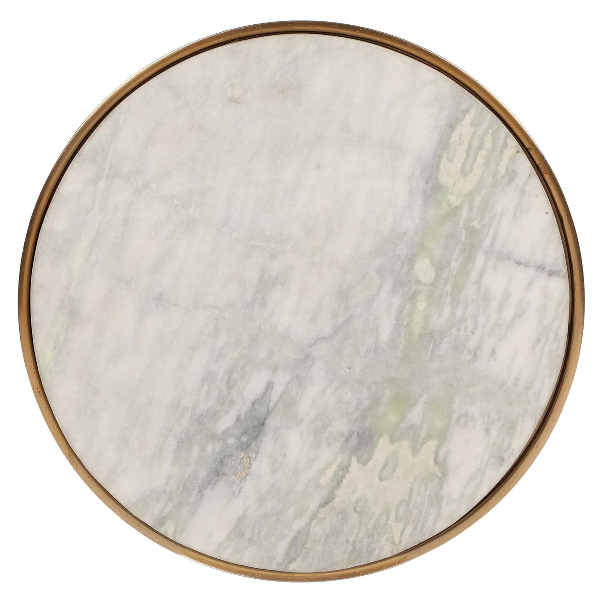 Modern Glam Aluminum Accent Table With Marble Table Top - Antique Brass / White