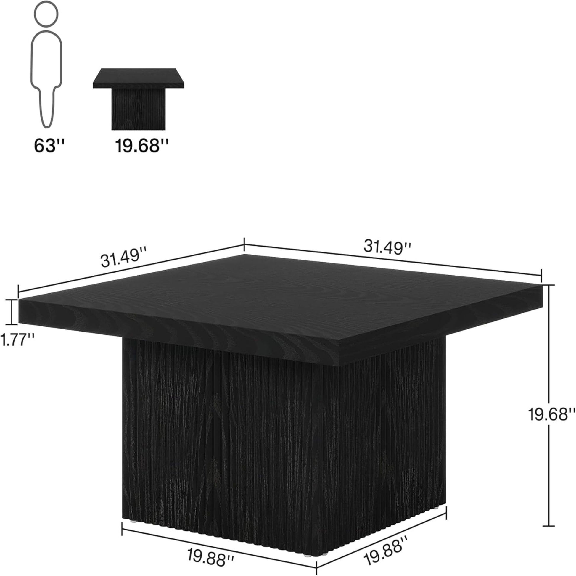 Modern Fluted Square Coffee Table
