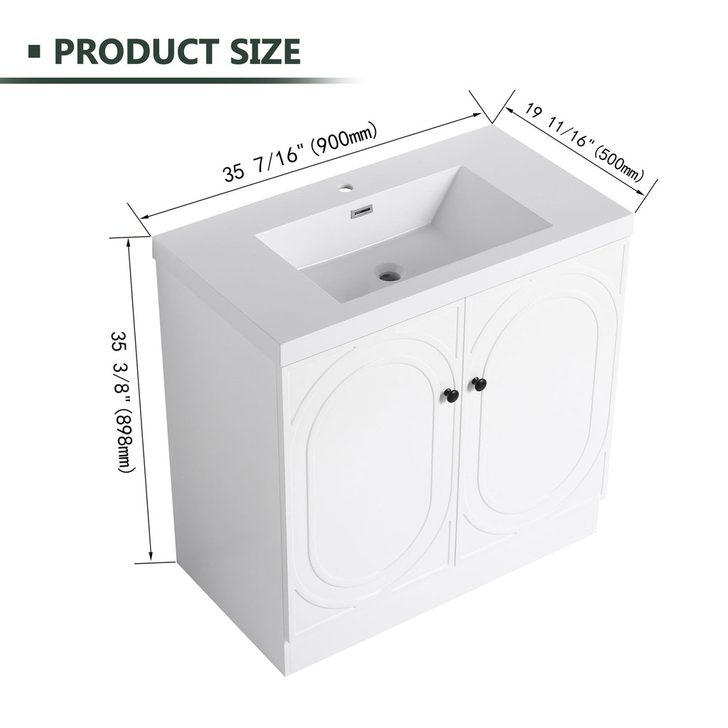 Contemporary Freestanding Bathroom Vanity With Resin Sink & Soft-Close Cabinet Doors