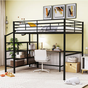 Loft Bed With Desk And Lateral Storage Ladder