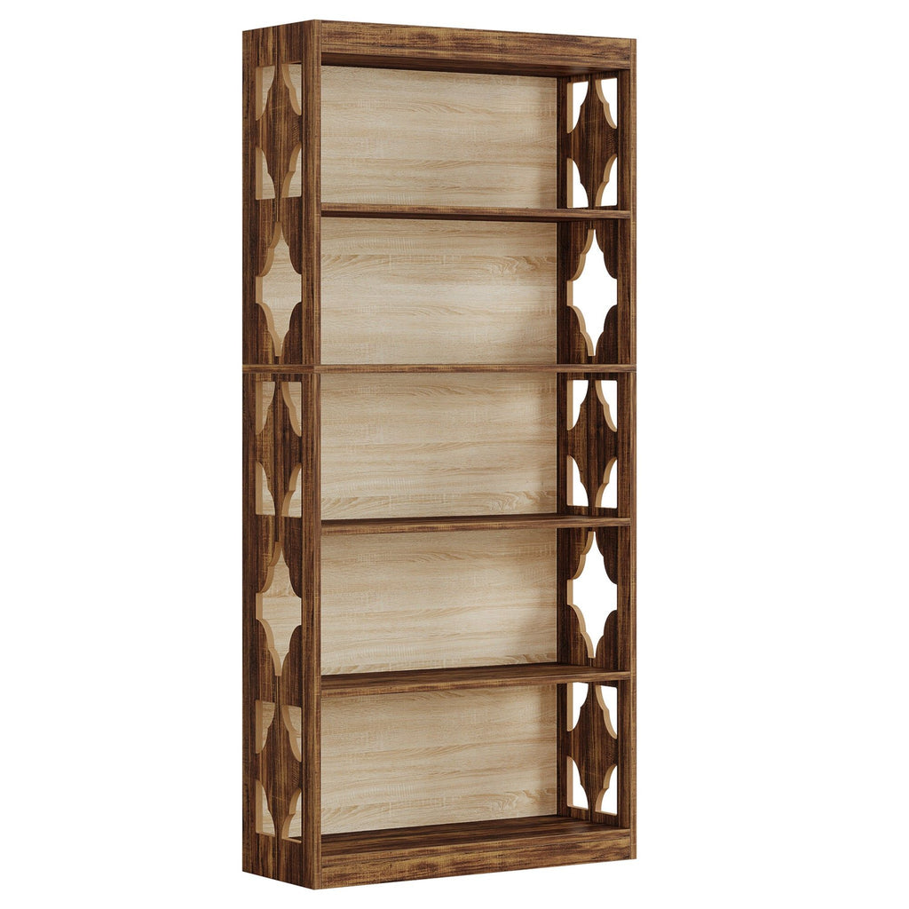 Rhombus Open Bookcase, 6 Tier Storage Shelves For Apartment - Brown