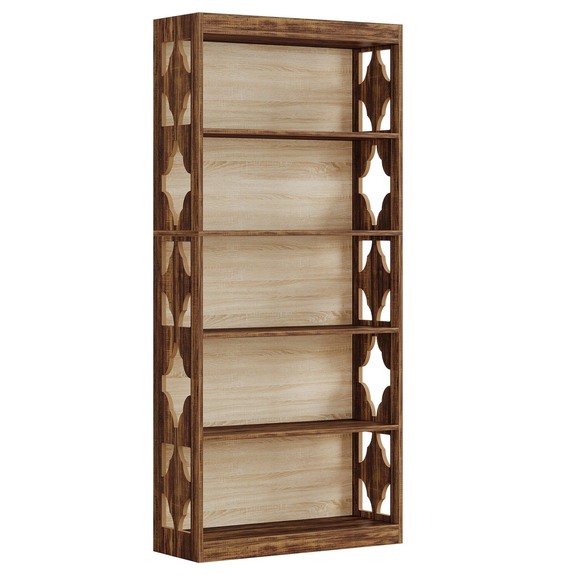 Rhombus Open Bookcase, 6 Tier Storage Shelves For Apartment - Brown
