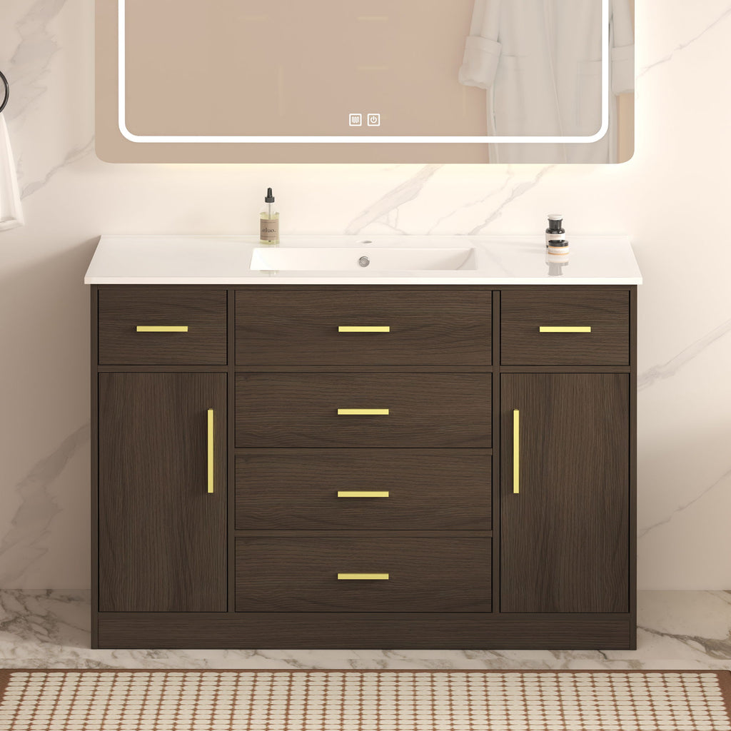 Bathroom Vanity With Abundant Storage 2 Soft Close Doors And 6 Drawers
