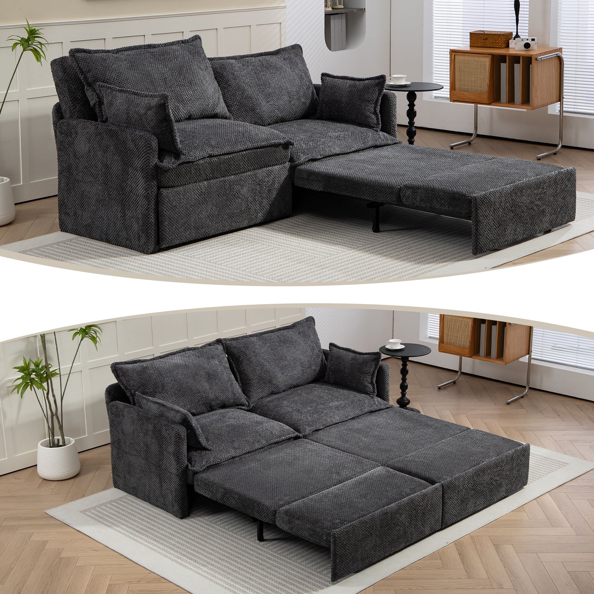 Pull Out Sofa Bed, Corduroy Convertible Sleeper Sofa Couch, Side Storage, And USB / C - Type Charging Ports Chair