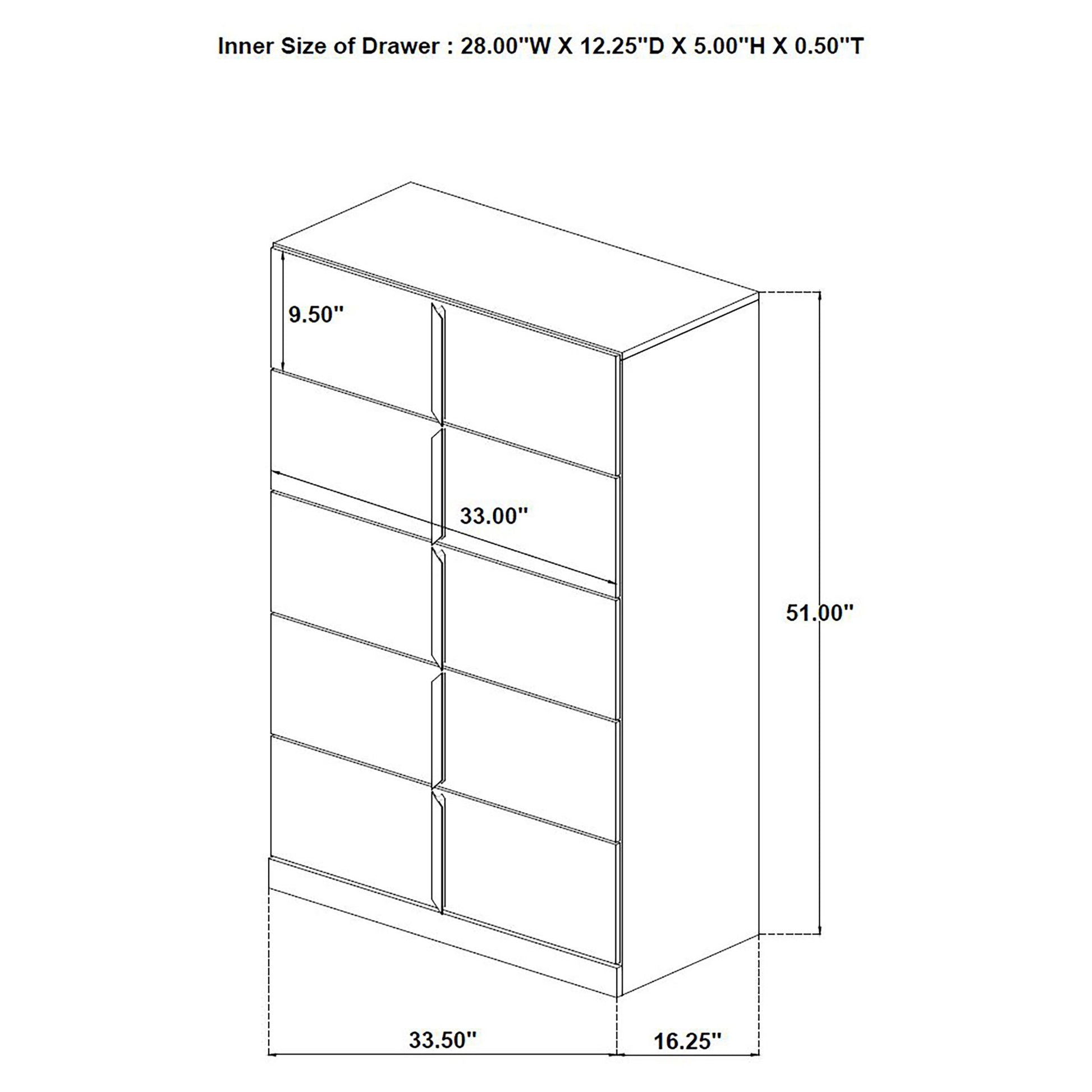 Lauryn - 5 Drawer Bedroom Chest - Gloss White