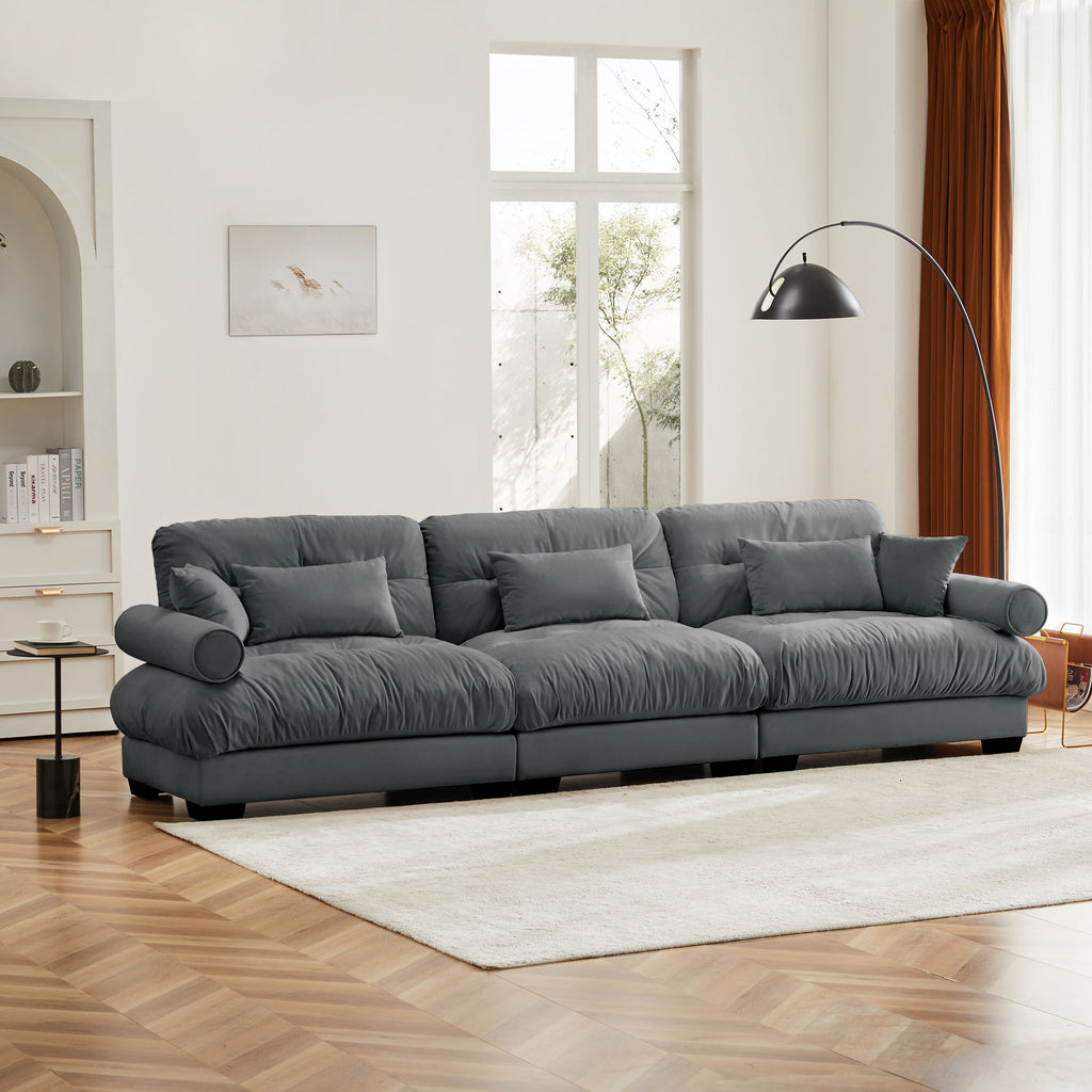 Modern Oversize Sofa With Cloud Like Comfort, Featuring Waist And Throw Pillows