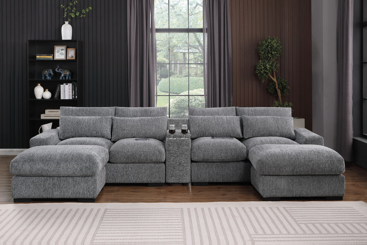 Sectional sofa and accent chairs in the living room display at The Furniture & Mattress Warehouse in Mableton, GA