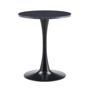 Round Dining Table With Faux Marble Top And Metal Pedestal +, 23.6" Diameter For Kitchen, Living Room, Small Spaces