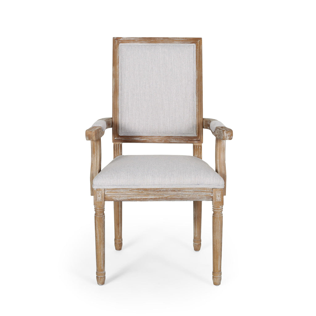 French Country Style Upholstered Dining Chair With Square Backrest