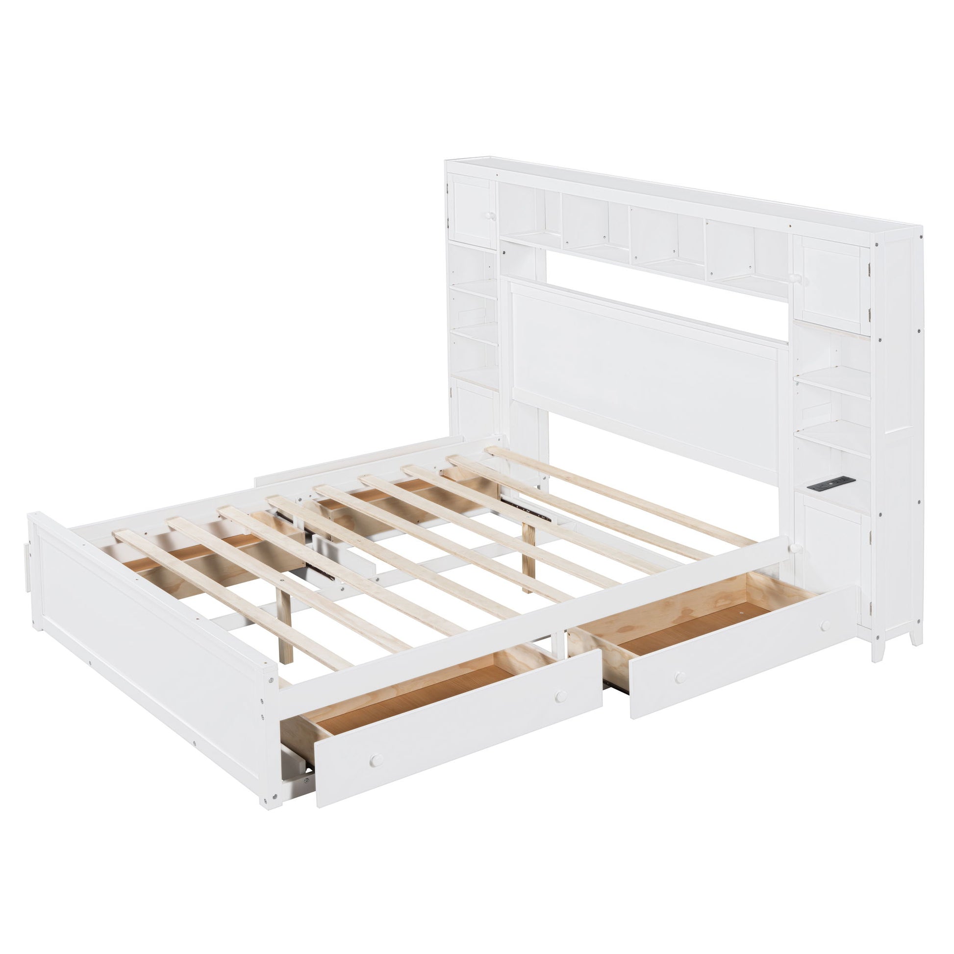 Bed With All In One Cabinet, Shelf And Sockets
