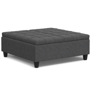 Harrison - Multifunctional Large Square Coffee Table Storage Ottoman - Gray
