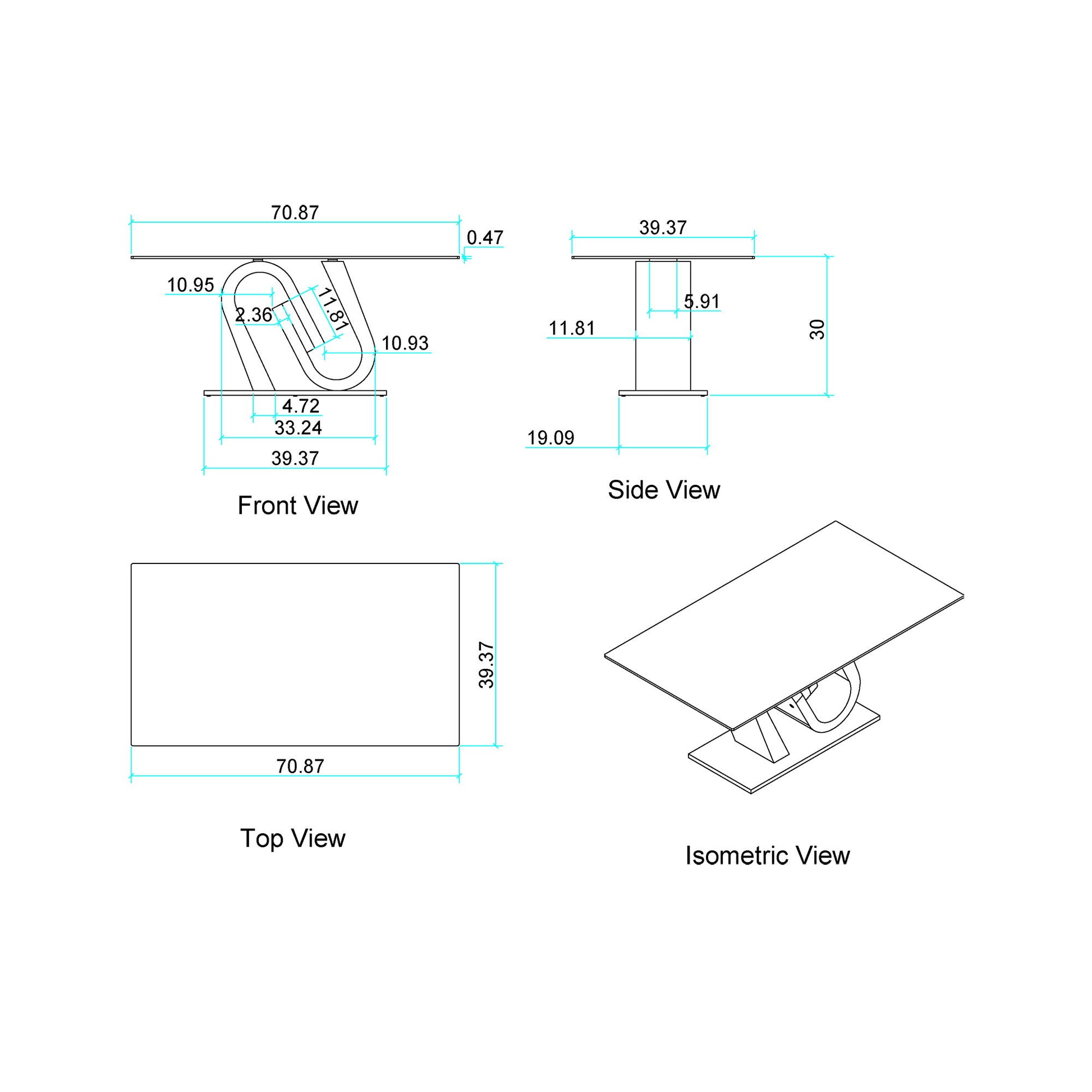 Anne - Dining Table - White / Gray