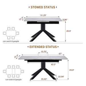 Rectangular Dining Table With Geometric Legs For Dining Room - Light Gray