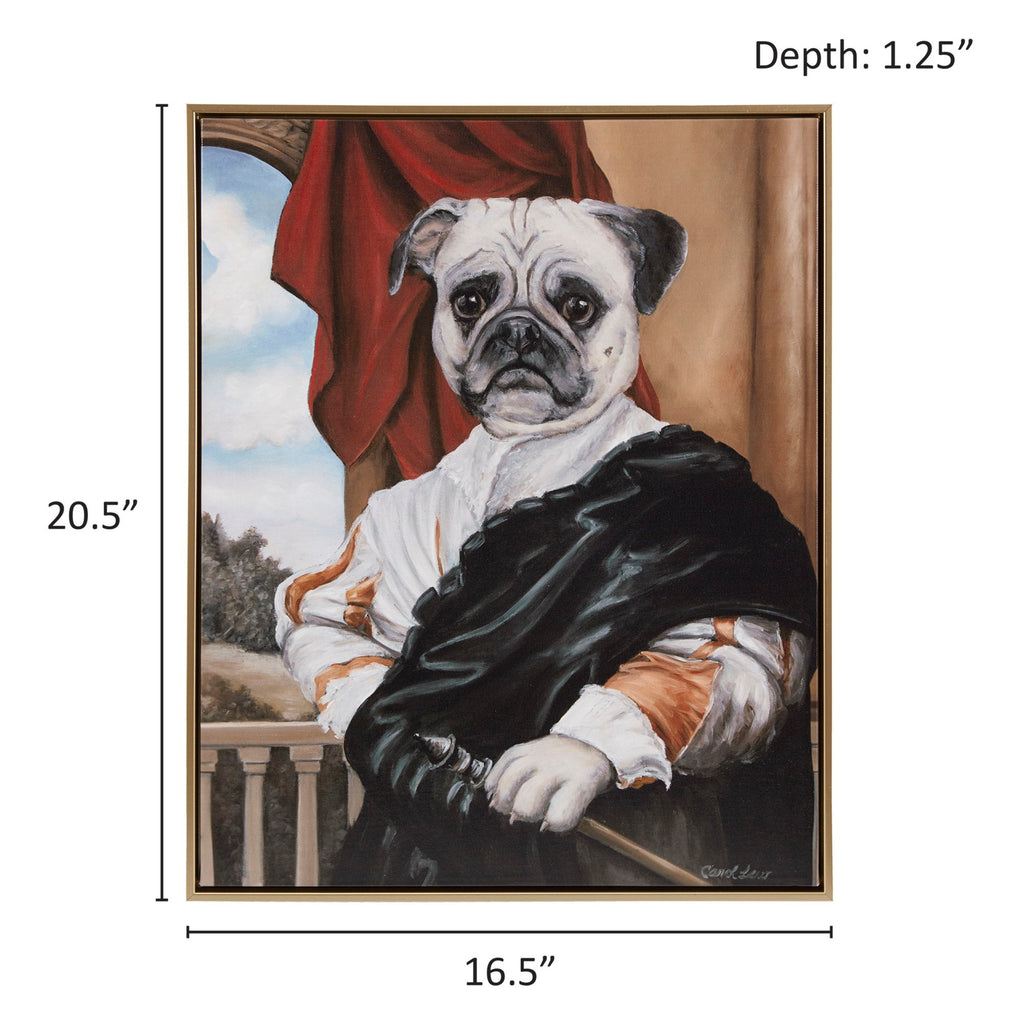 Pet Portrait - Captain's Guard Pug Framed Canvas Wall Art - Multi