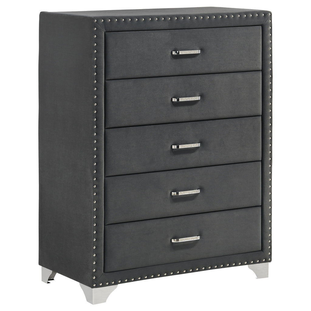 5 Drawer Bedroom Chest With Crystal Pulls