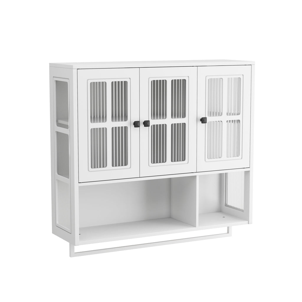 3 Door Wall Cabinet With Glass Door And Towel Bar