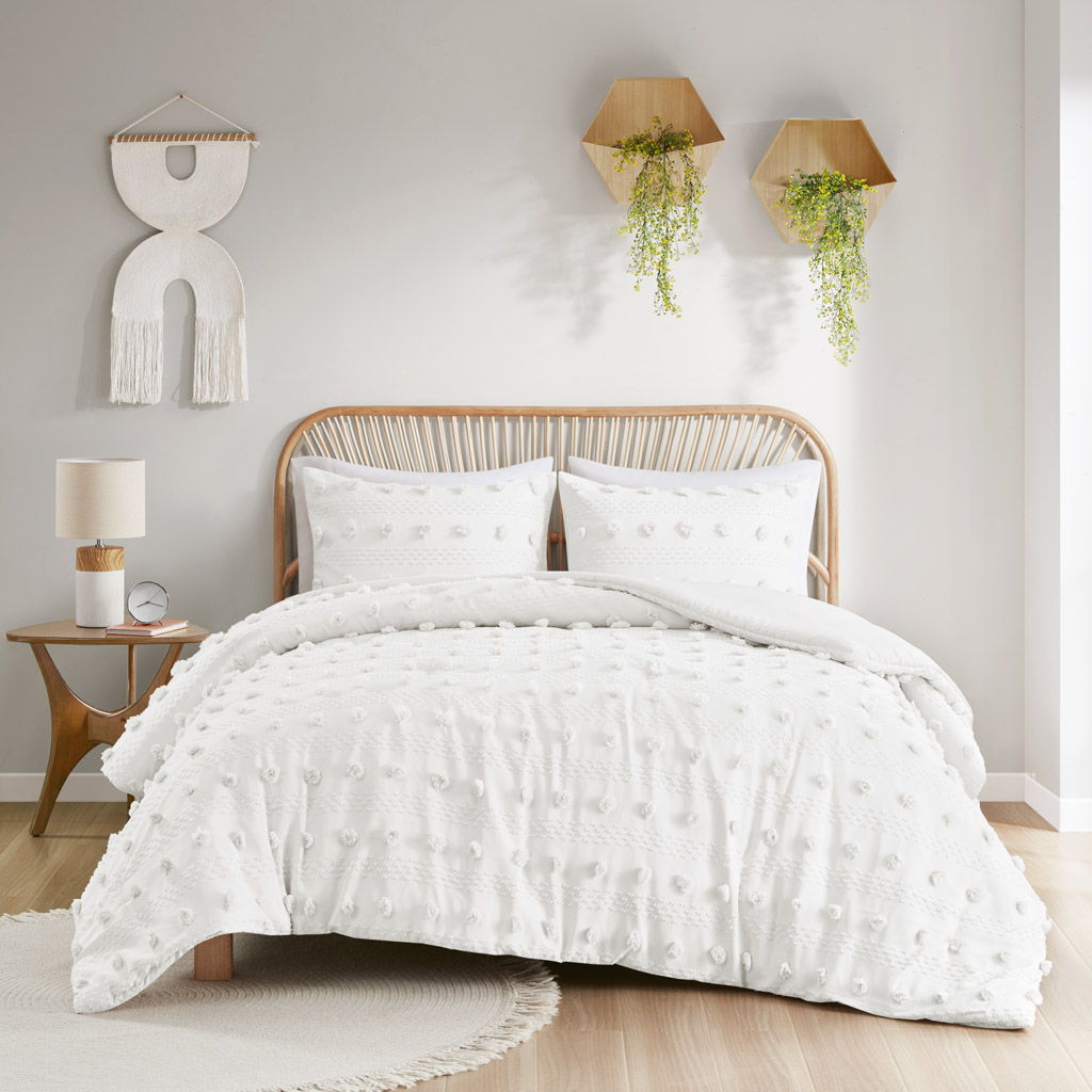 Lucy - Clip Jacquard Duvet Cover Set - Ivory