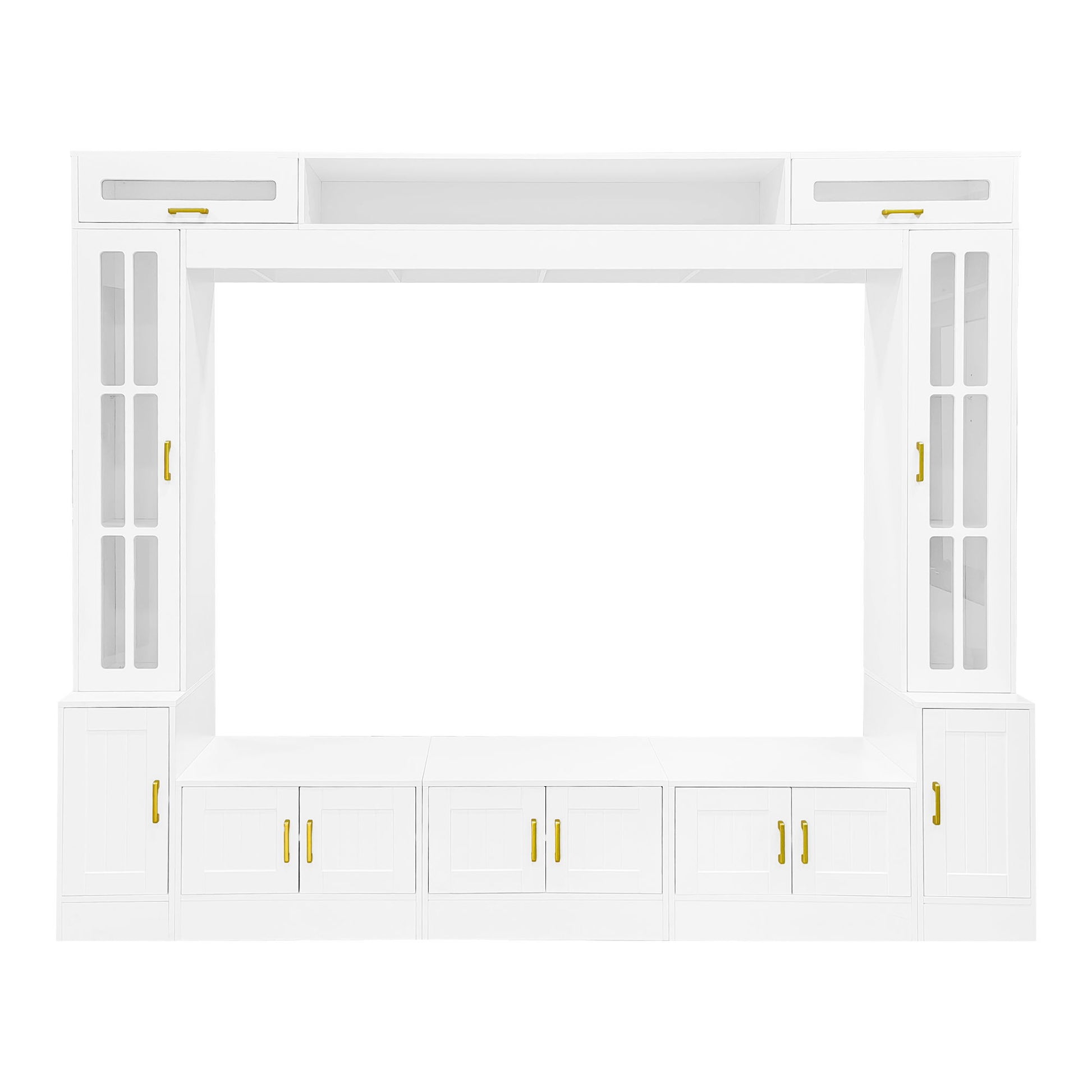 Wall Unit Entertainment Center With Bookshelves For TVs Up To 80"