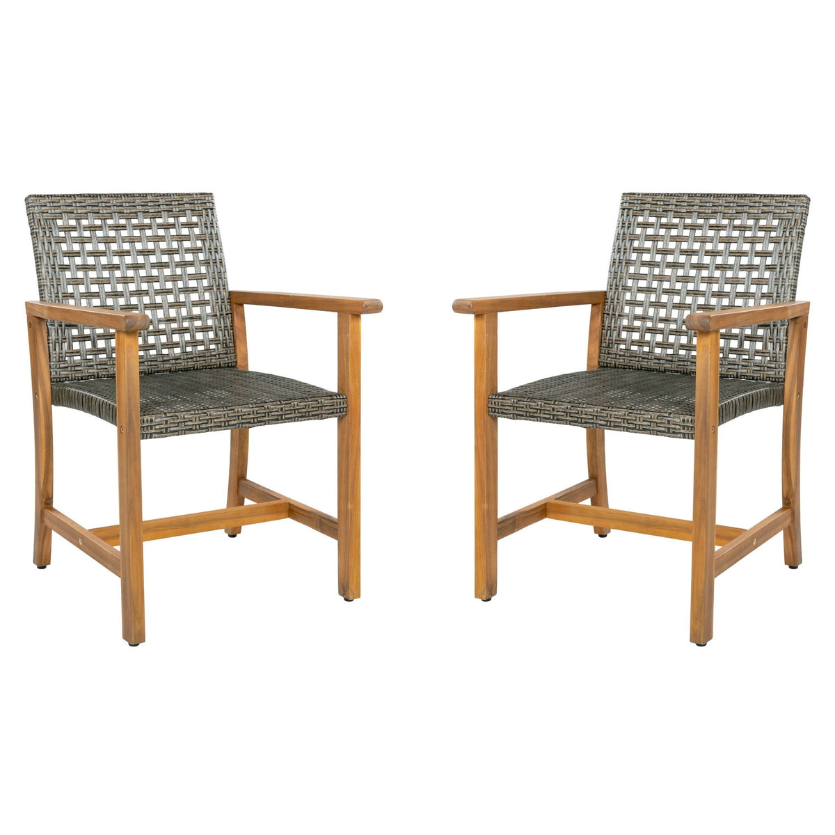 Outdoor Dining Chairs (Set of 2) - Mocha / Teak