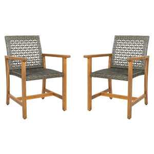 Outdoor Dining Chairs (Set of 2) - Mocha / Teak