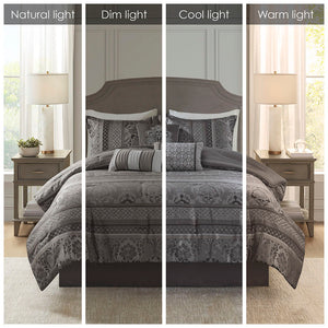Bellagio - Queen 7 Piece Comforter Set - Gray