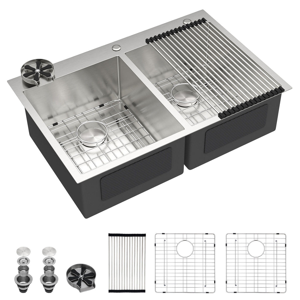 Double Bowl Drop-In Sink With 2 Basins