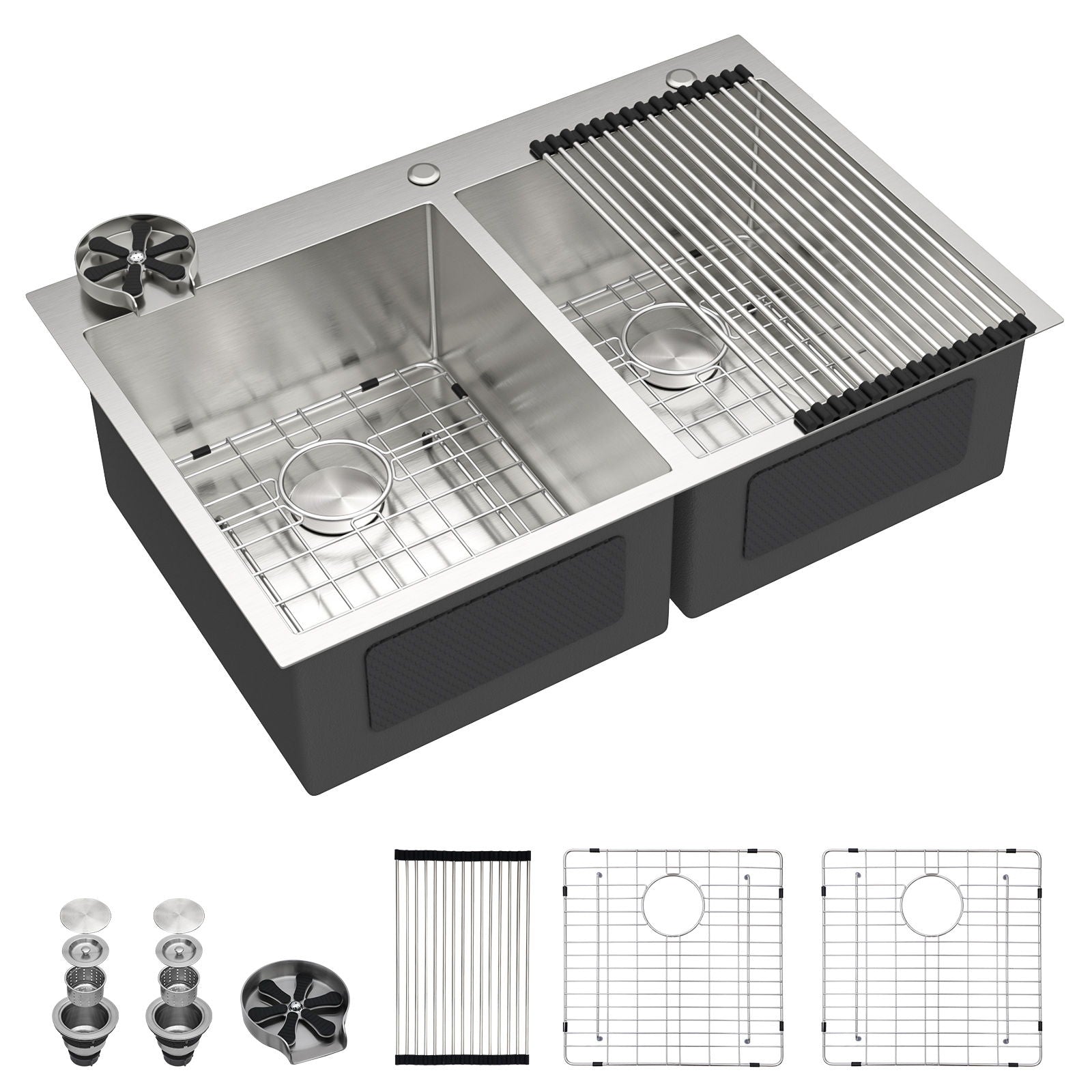 Double Bowl Drop-In Sink With 2 Basins