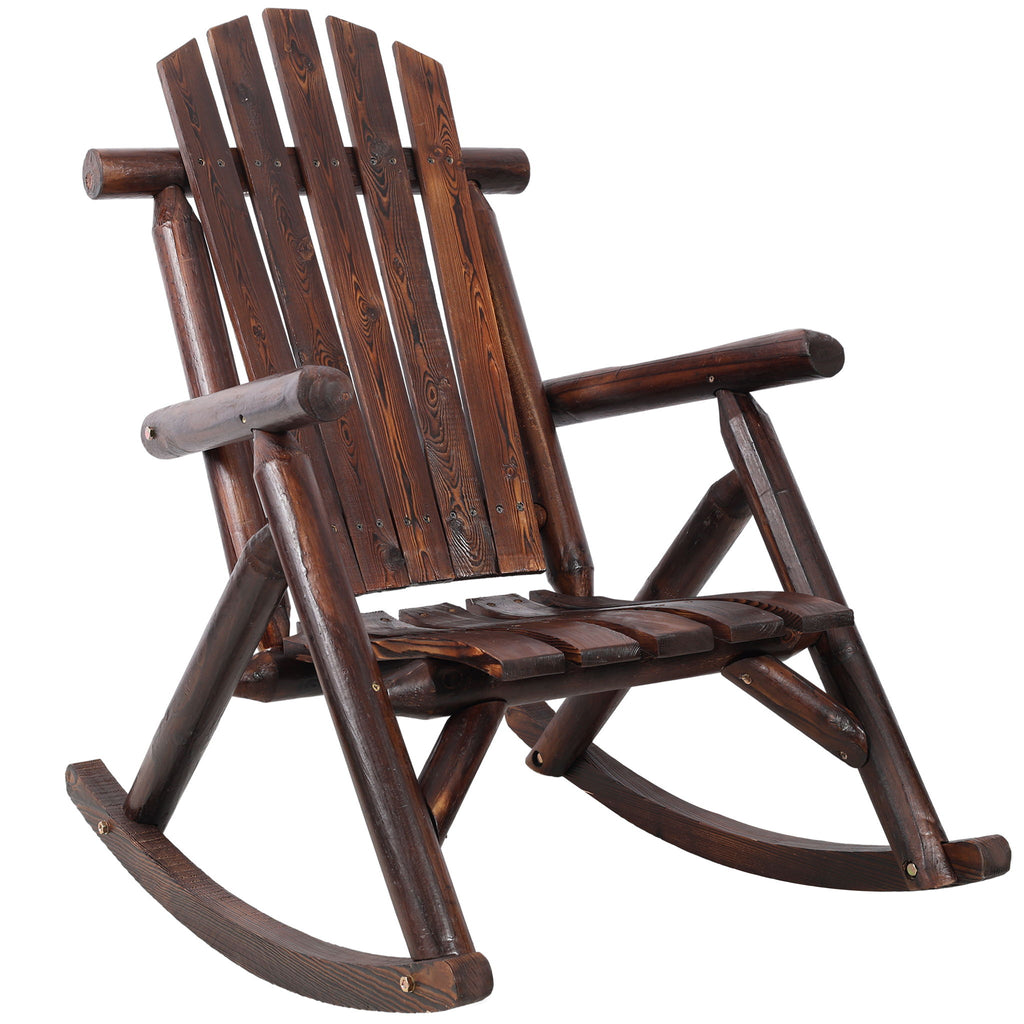 Durable Wooden Porch Rocker, Fir Log Rocking Chair