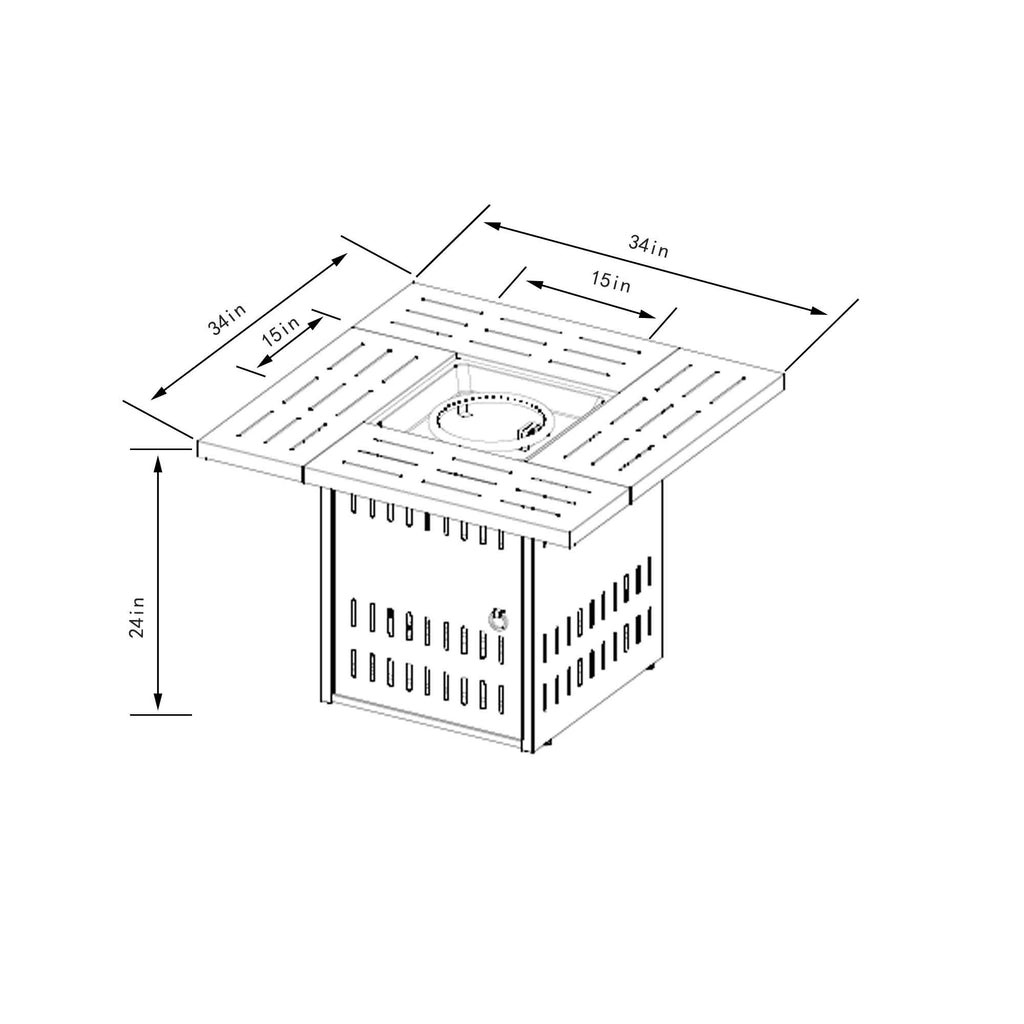 34" Propane Gas Fire Pit Table, 50000 Btu Rectangular Steel Fire Pit For Outside Patio Deck Garden Courtyard - Black