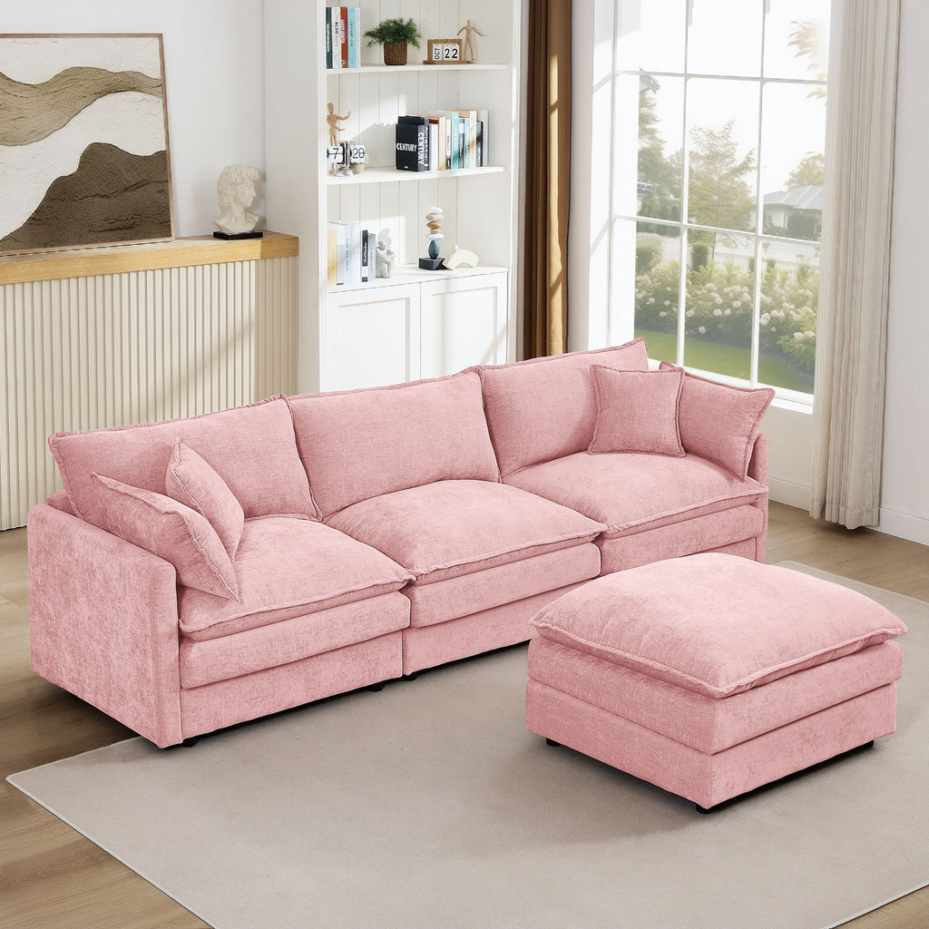 Modular L-Shaped Sectional Sofa With Movable Ottoman