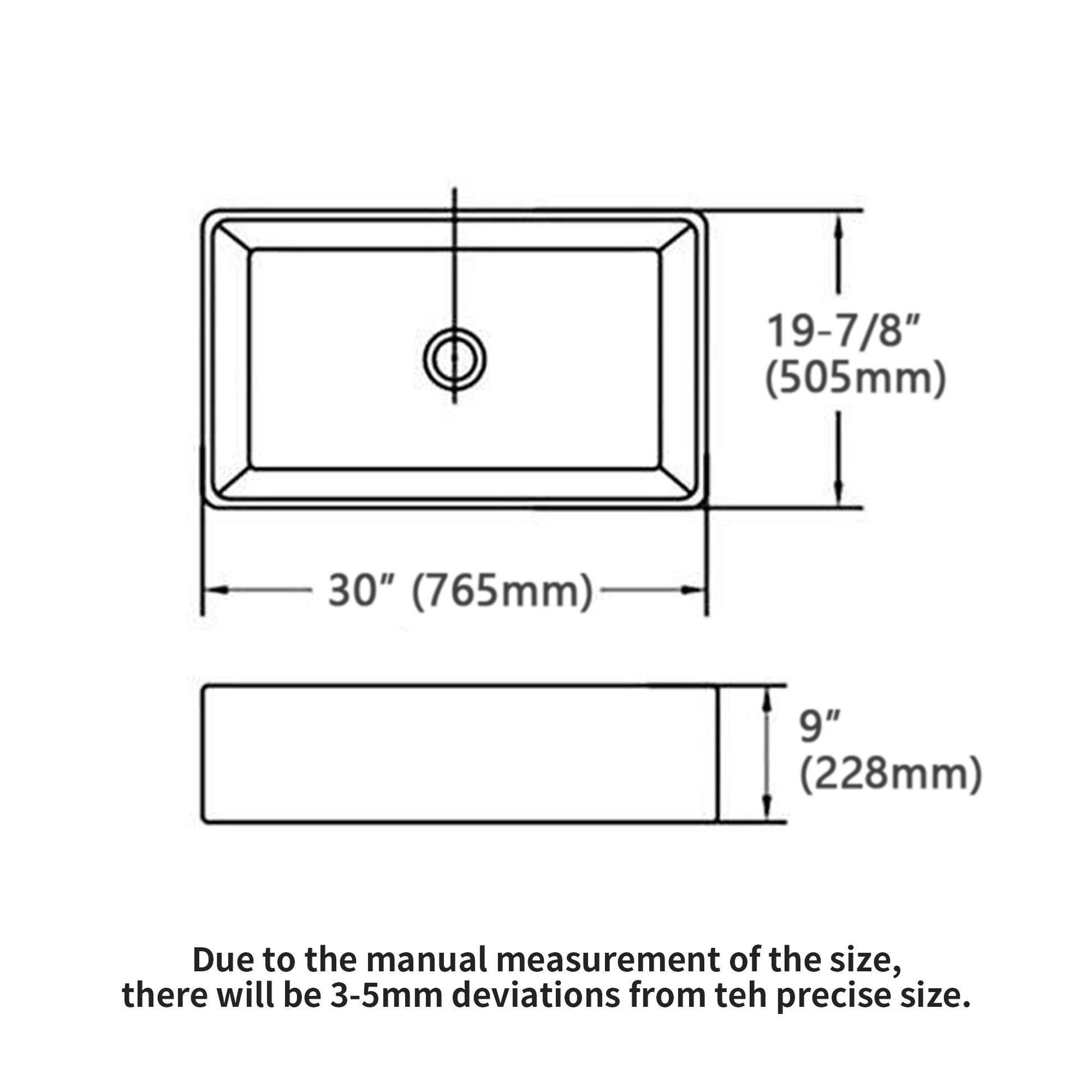 Elegant Farmhouse Apron Front Ceramic Single Bowl, Kitchen Basin
