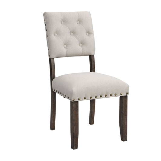 Modern Tufted Back Upholstered Nailhead Trim Dining Chairs (Set of 2) - Beige